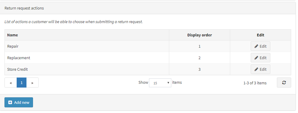 Return actions